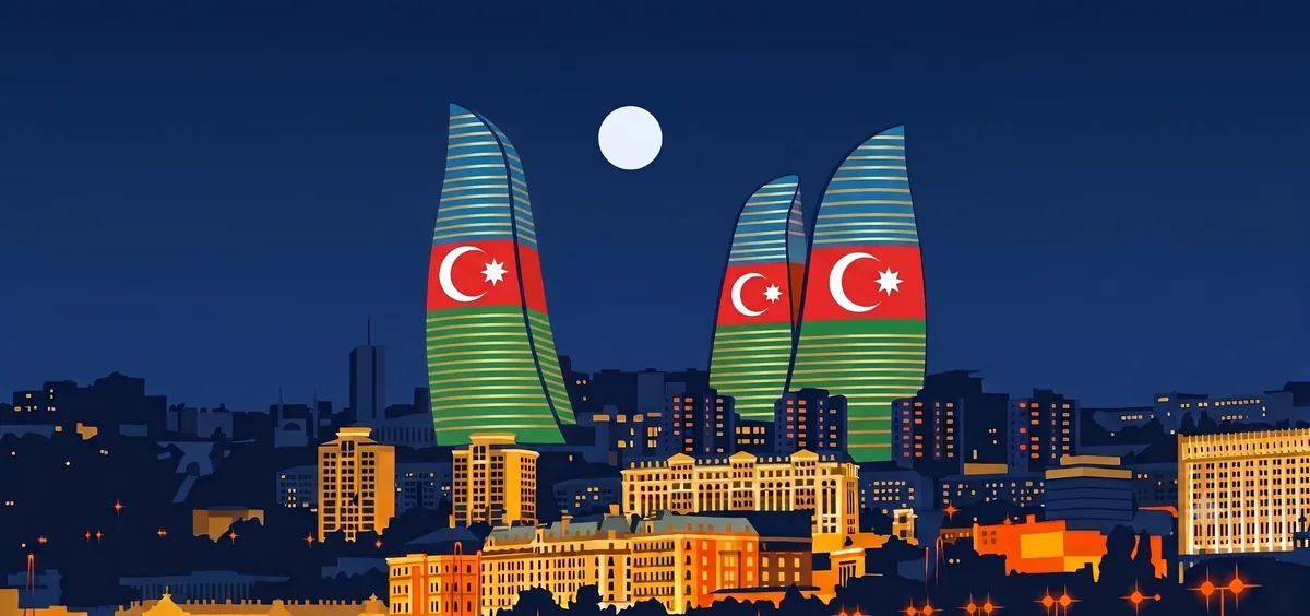 Bakı Alov Qüllələri gecə mənzərəsi